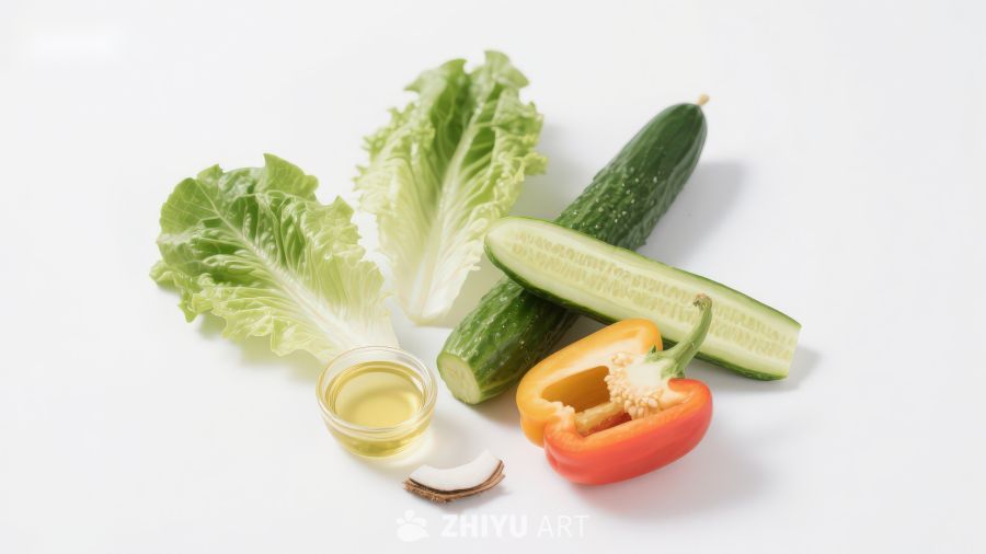 新鲜蔬菜与调味料组合