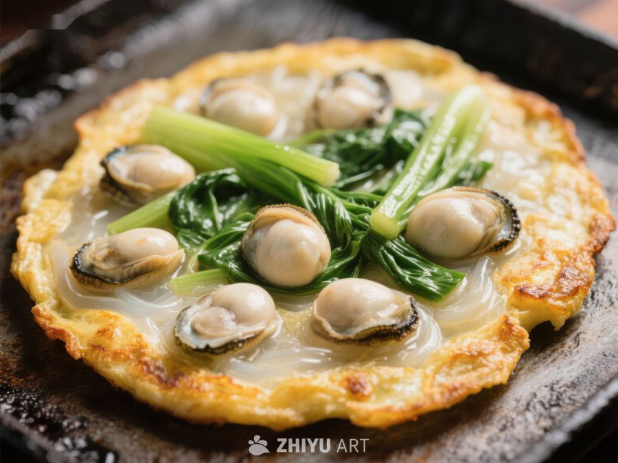 海鲜煎饼配青菜 282