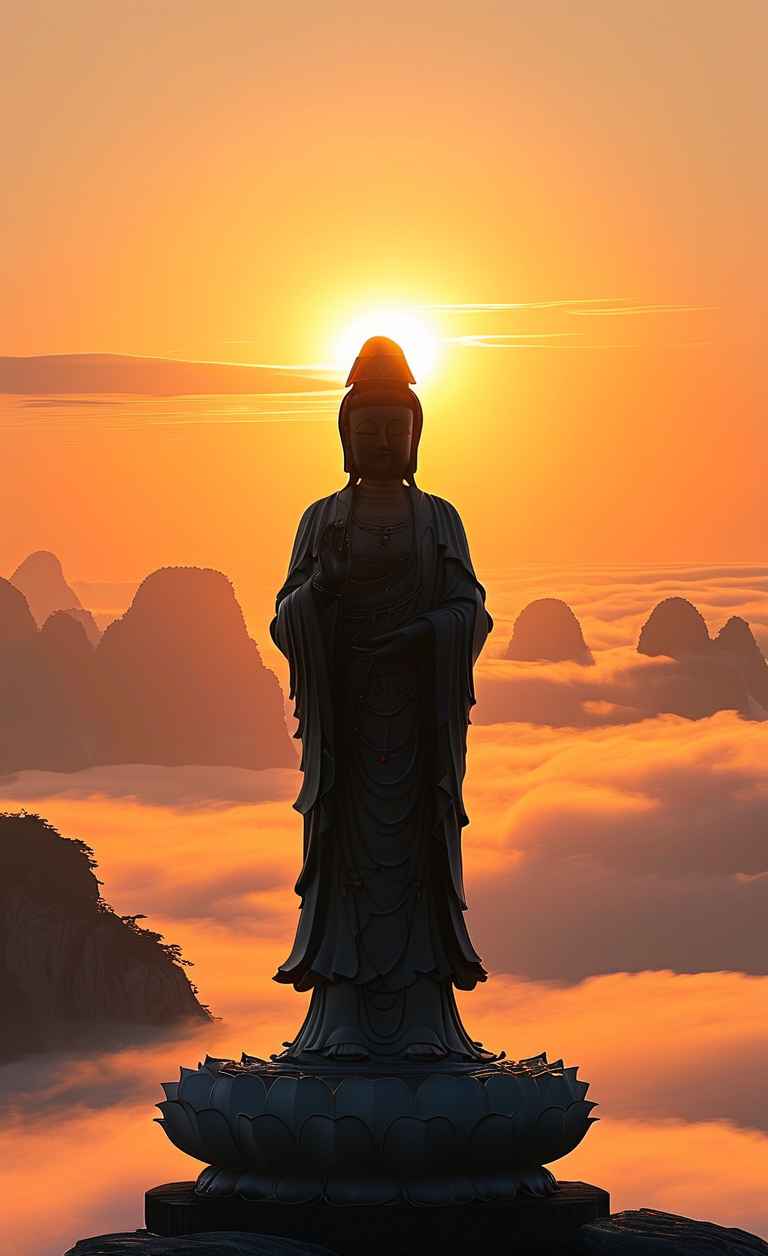 夕阳黄昏下的观音庄严 2
