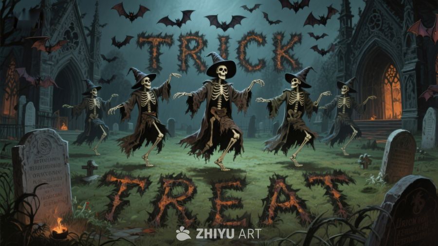 万圣节骷髅舞会场景