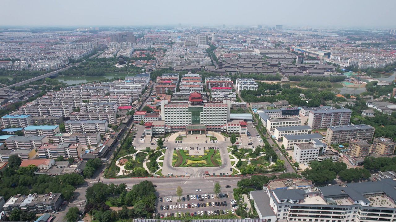 山东青州城市风光青州古城航拍 
