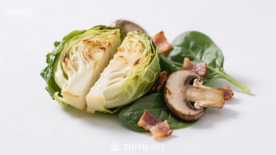 烤甘蓝配蘑菇与培根