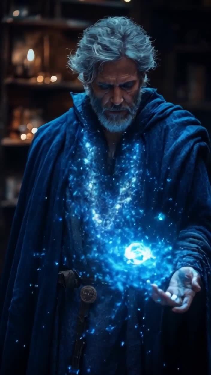 书房老者蓝袍星尘魔法能量