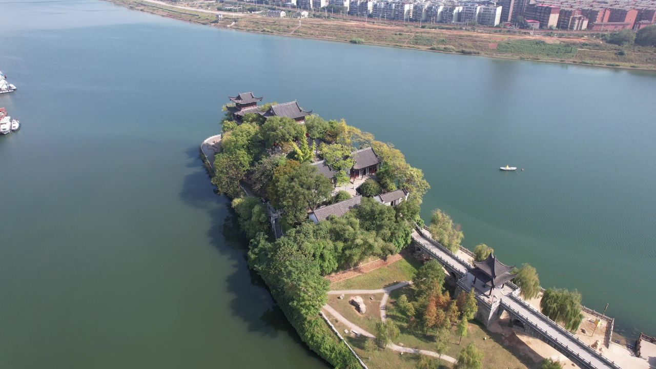 湖南衡阳石鼓书院历史文化古建筑航拍 