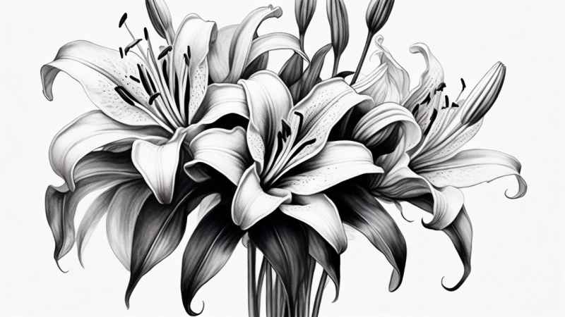 百合捧花插画平涂 13