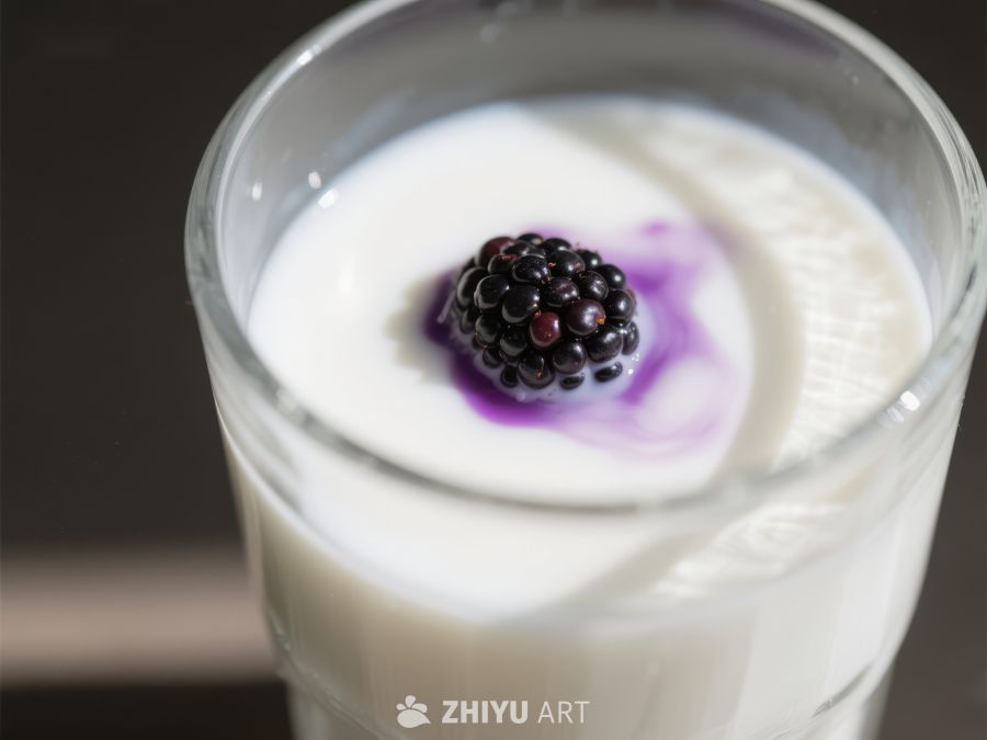酸奶杯上的黑莓特写 522
