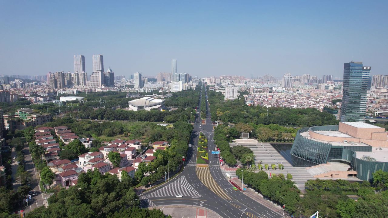 广东中山城市交通航拍
