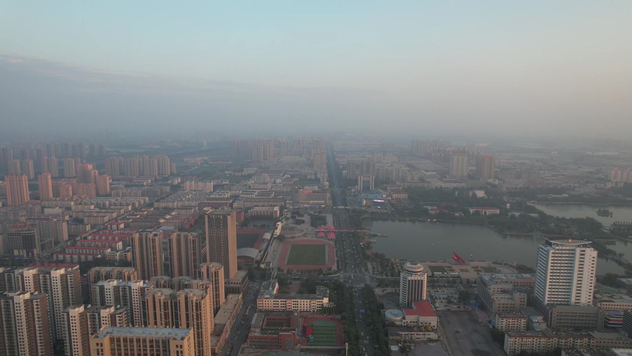 山东德州城市风光航拍 