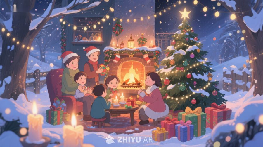 冬夜家庭围炉共庆圣诞 44