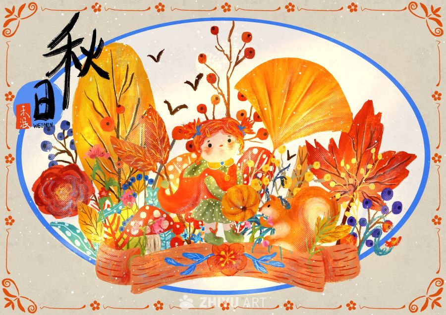原创治愈插画作品素材四季节气节日自然 121