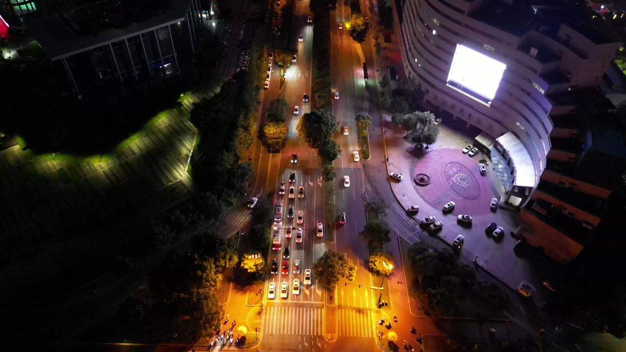 航拍台州城市夜景