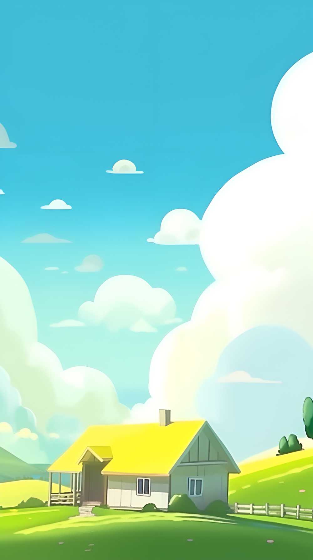 夏季凉爽的插画小草自然美景