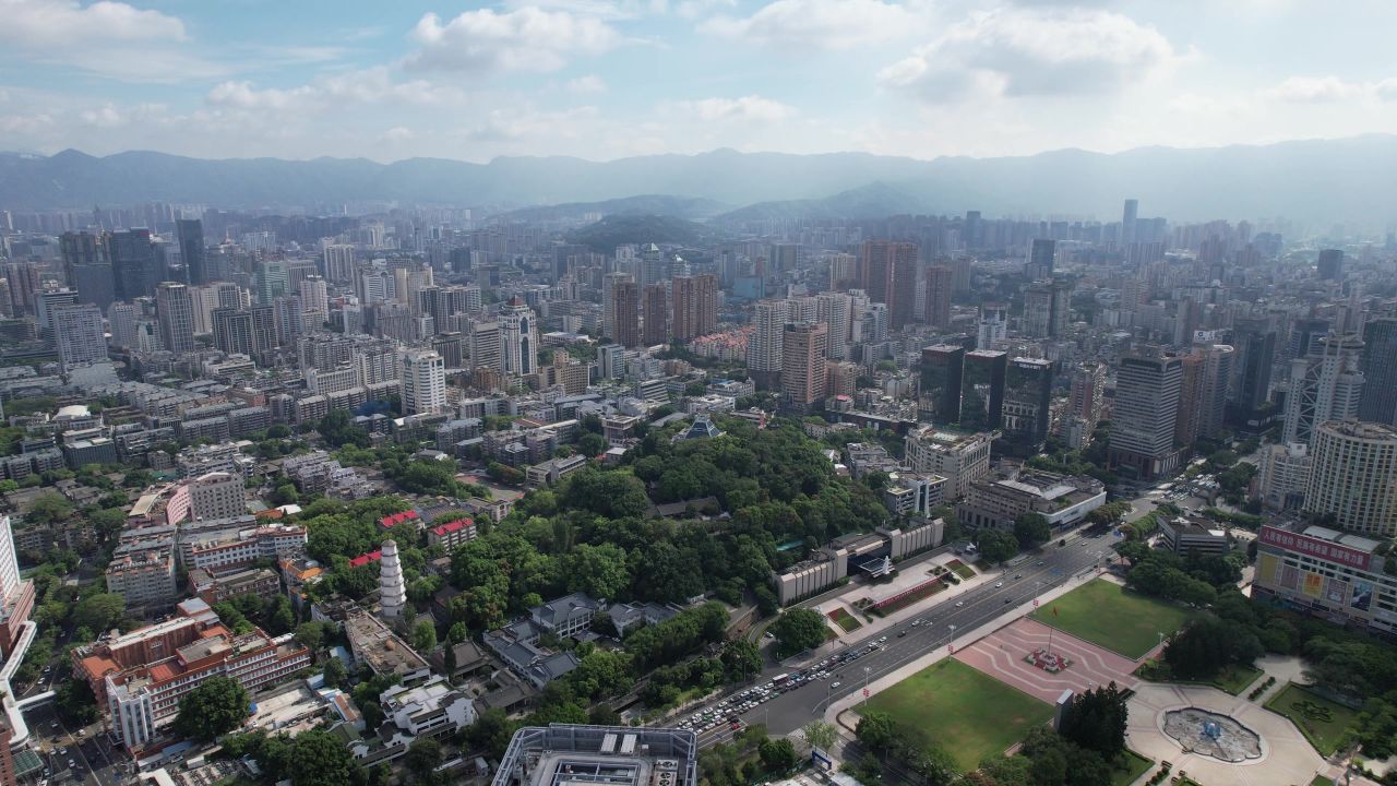航拍福建福州城市风光