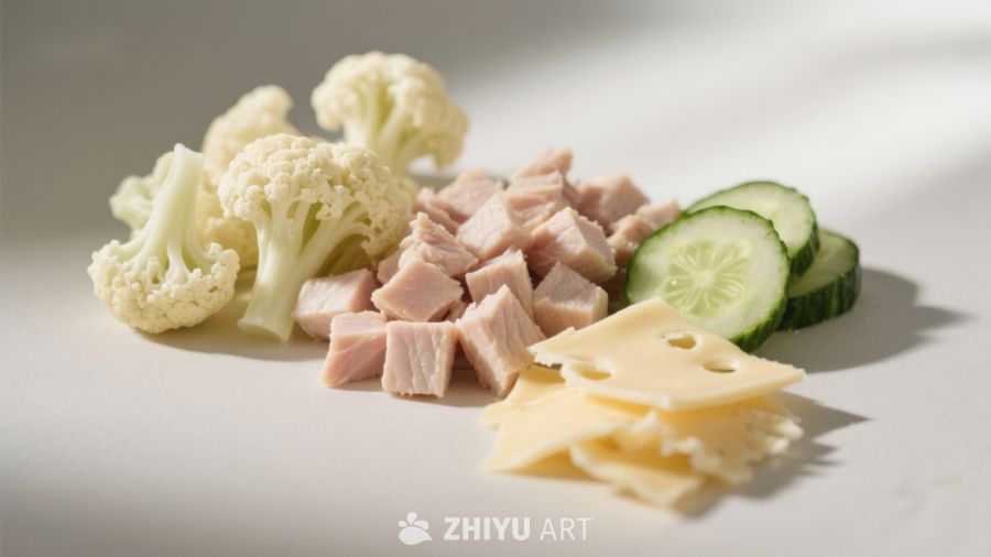 切块食材静置展示