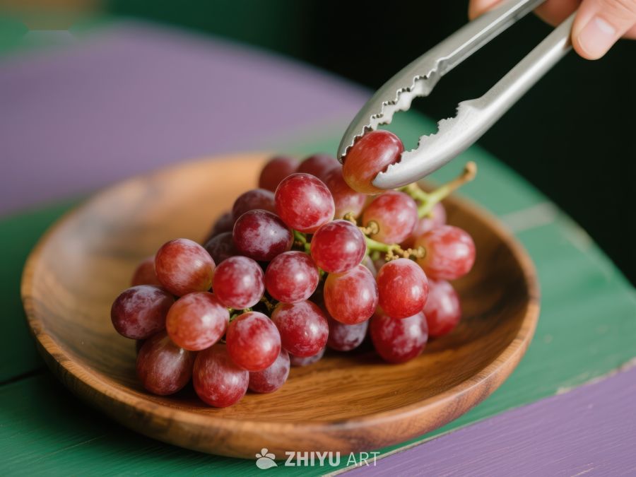 夹取盘中红葡萄的瞬间 230