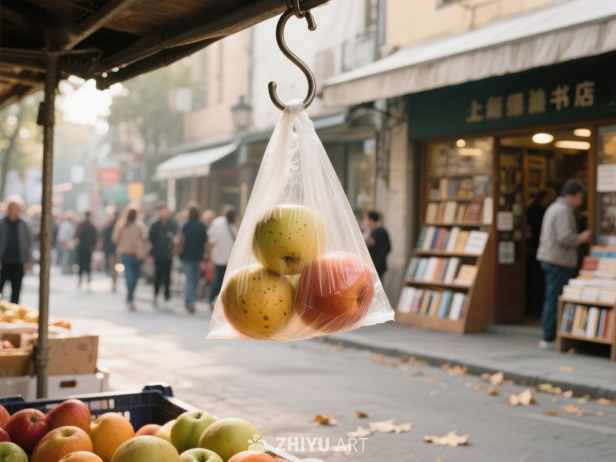 街头市场悬挂的苹果袋 271