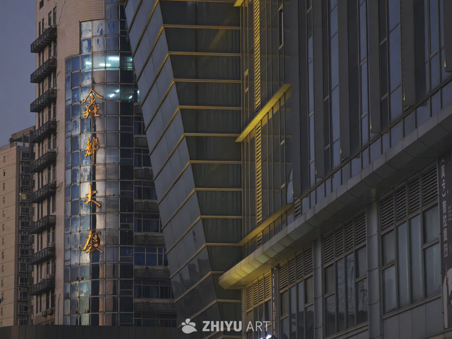 都市黄昏的建筑剪影