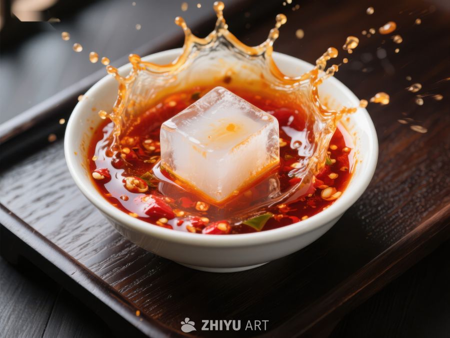 冰块落入辣椒酱中溅起水花 17