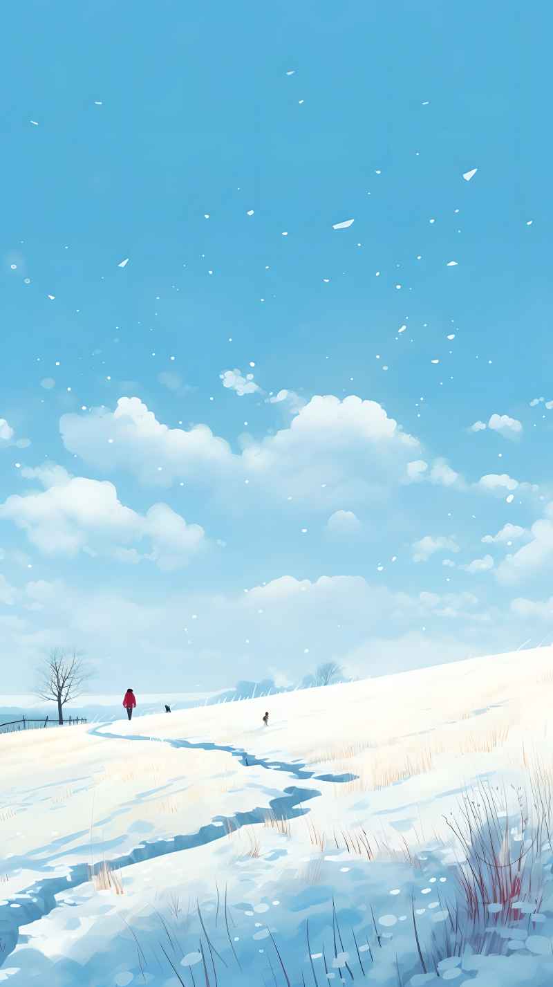 冬季唯美雪景创业插画 97