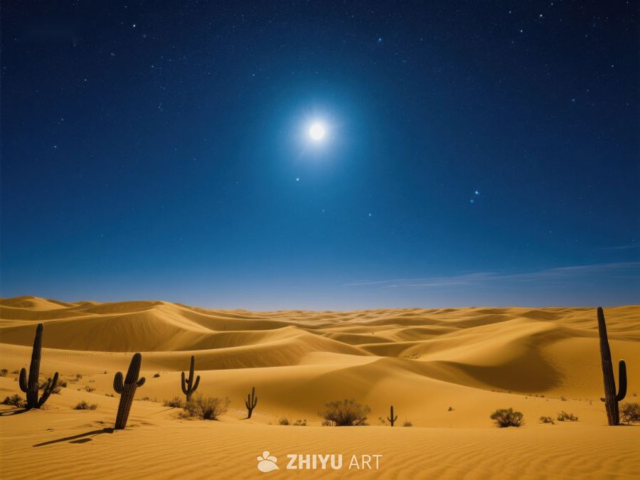 月光下的沙漠夜景 574