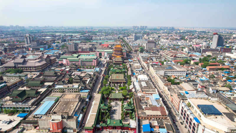 河南开封城市风光旅游景区航拍图 