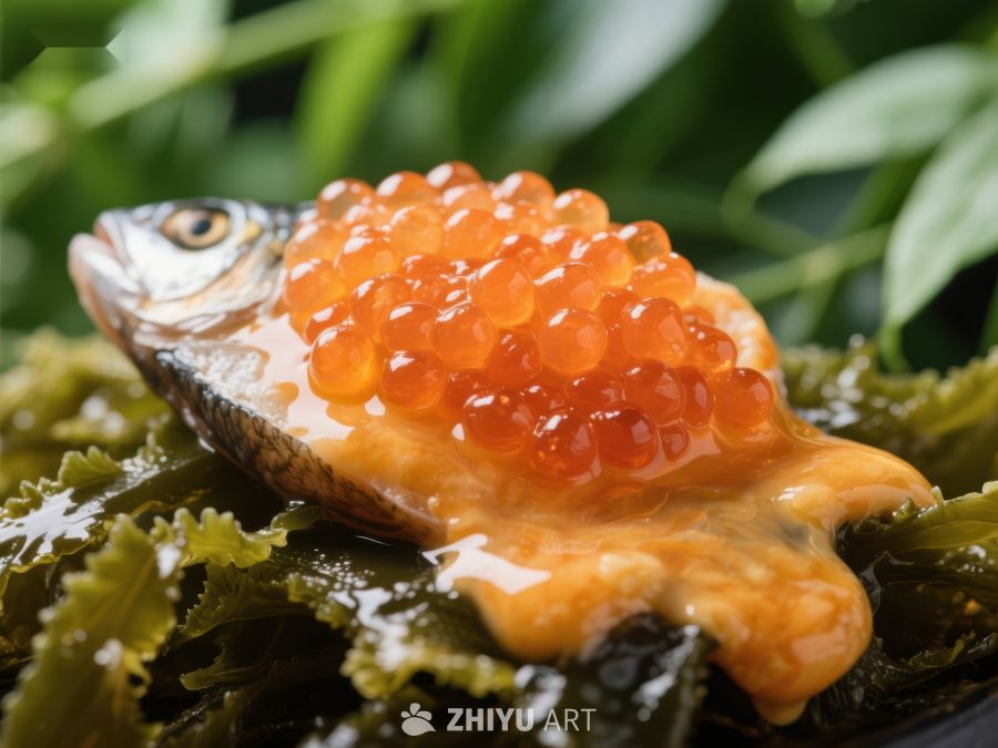 鱼子酱配海苔，精致美食