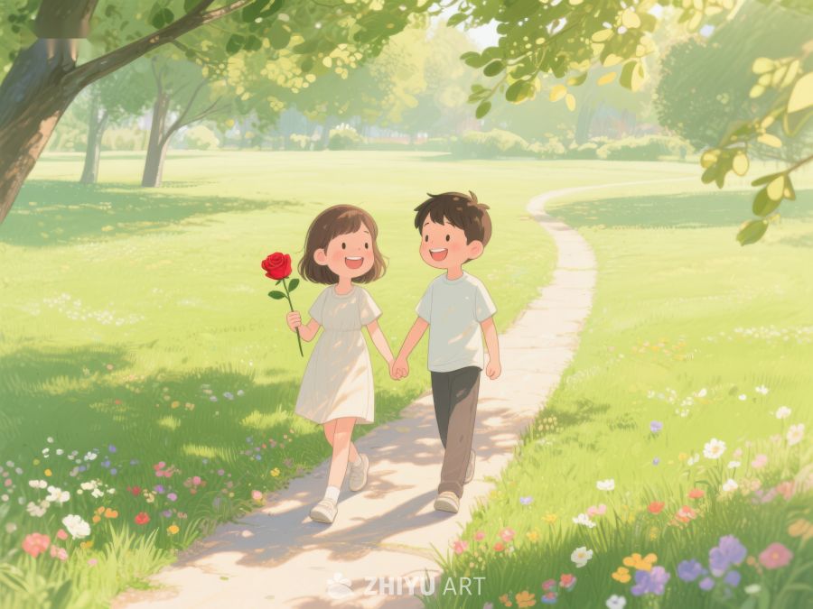 公园小径上的温馨时光 174