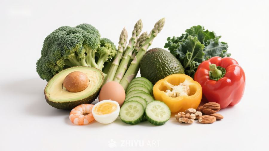 新鲜蔬菜水果与健康食材组合