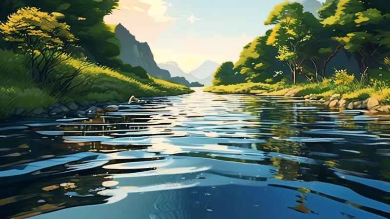 一条小溪蜿蜒流过水面 12