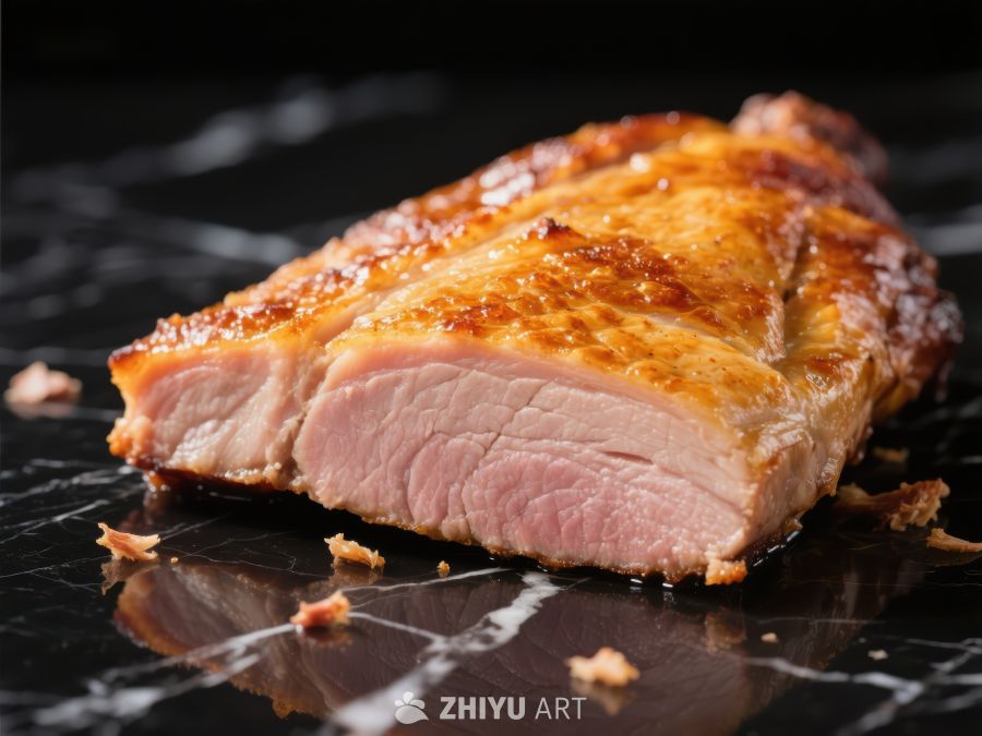 烤鸭胸肉切片特写