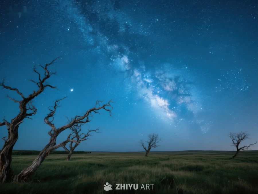 夜空银河与枯树剪影 434