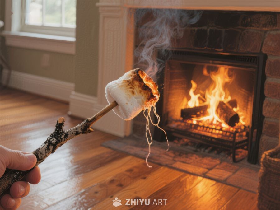 火炉旁烤棉花糖 353