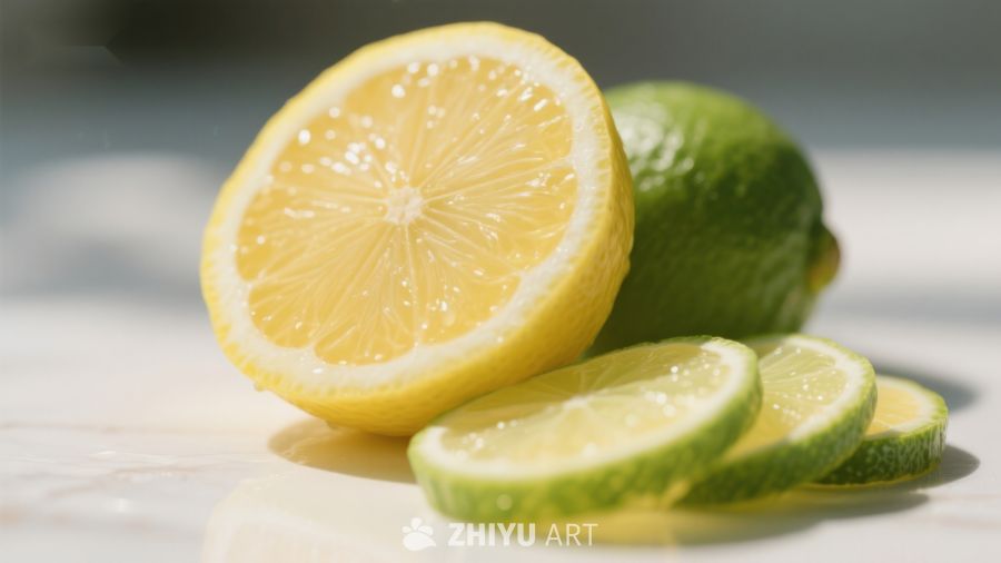 新鲜柠檬与青柠切片