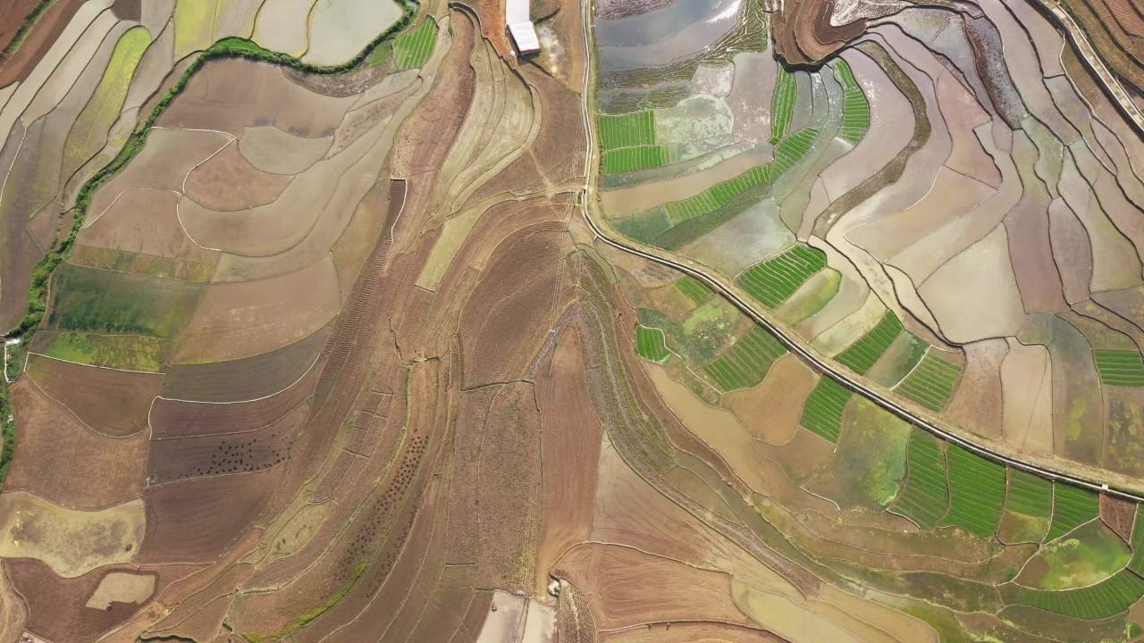 蜿蜒梯田的壮丽景色