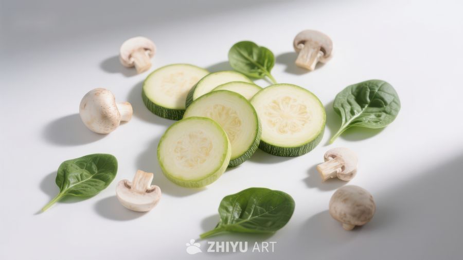 新鲜蔬菜与蘑菇的组合
