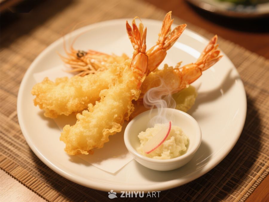 金黄酥脆的天妇罗虾配芥末酱 63