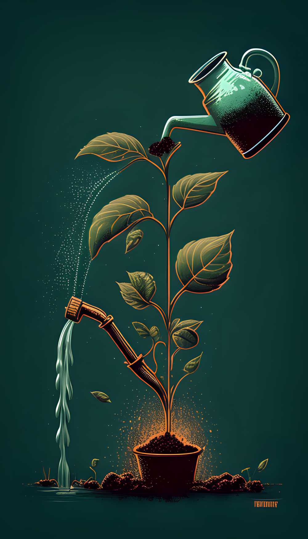 创意艺术画面劳动植树