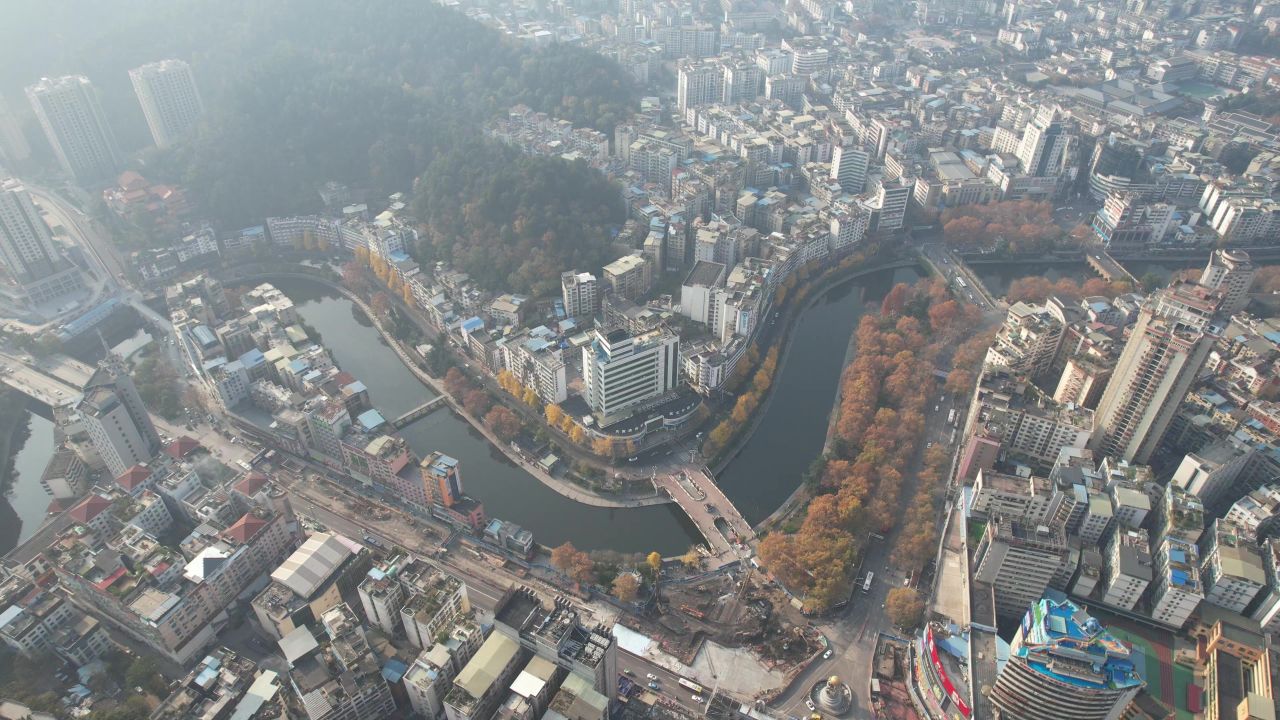 贵州遵义城市风光汇川区航拍