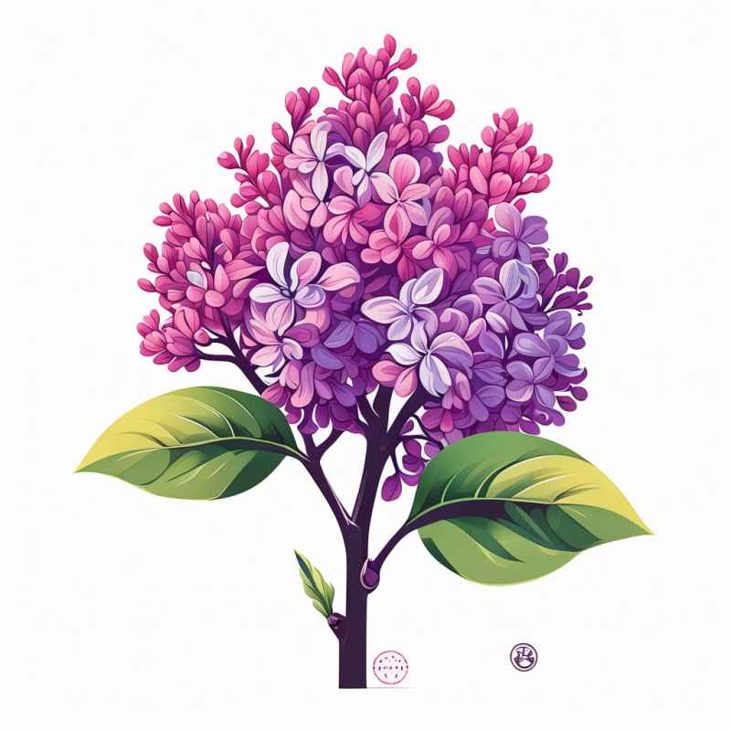 春季紫丁香扁平插画 16