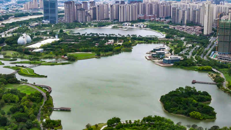 福建漳州城市风光航拍图 