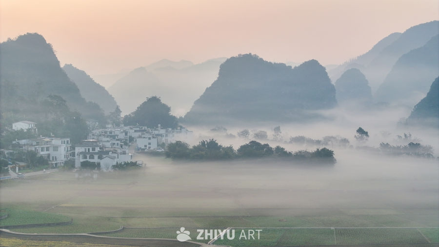 水墨画般的乡村晨景 33