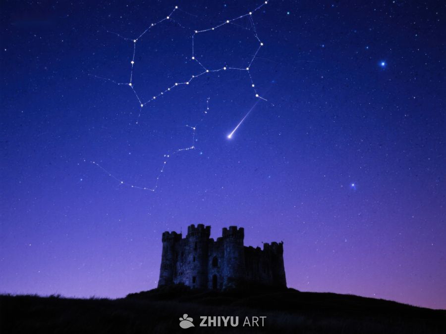 夜空下的古堡与流星 321