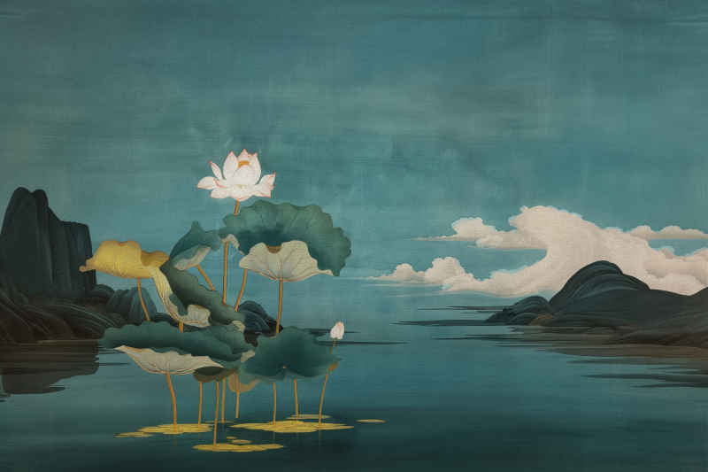 荷花组图-天青色风格 3