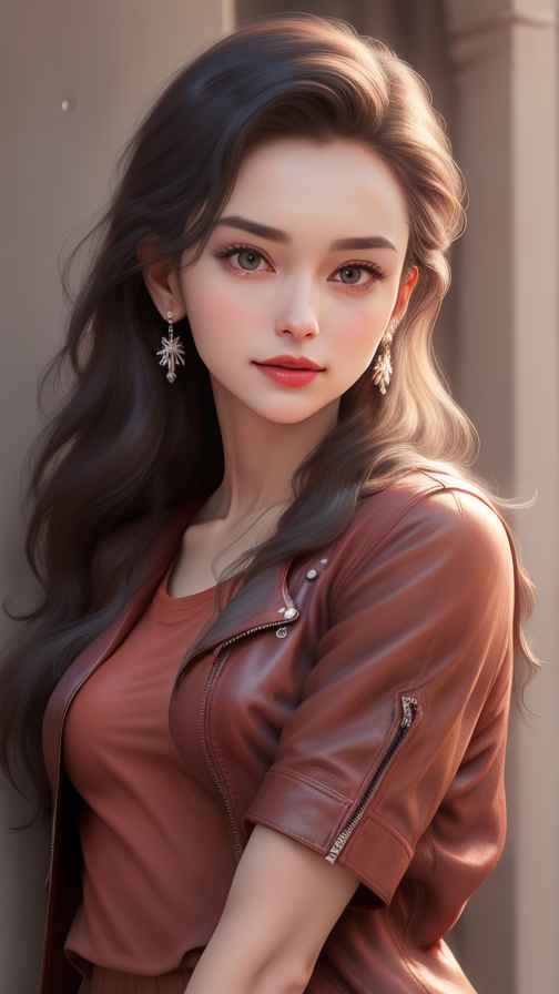 红色皮衣美女