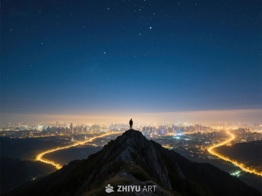 夜空山顶俯瞰城市灯火 260
