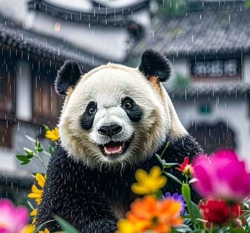 熊猫与花