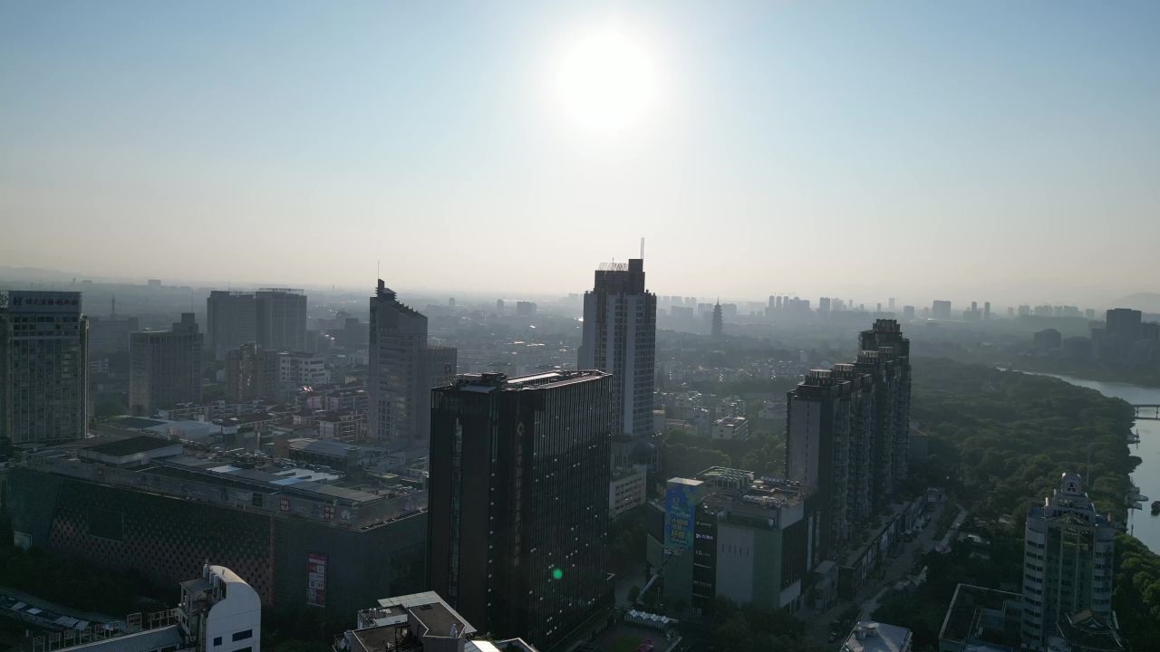 航拍金华江北商业中心