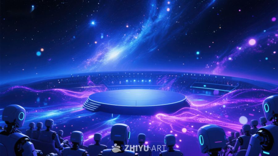 未来科技舞台与机器人观众 710