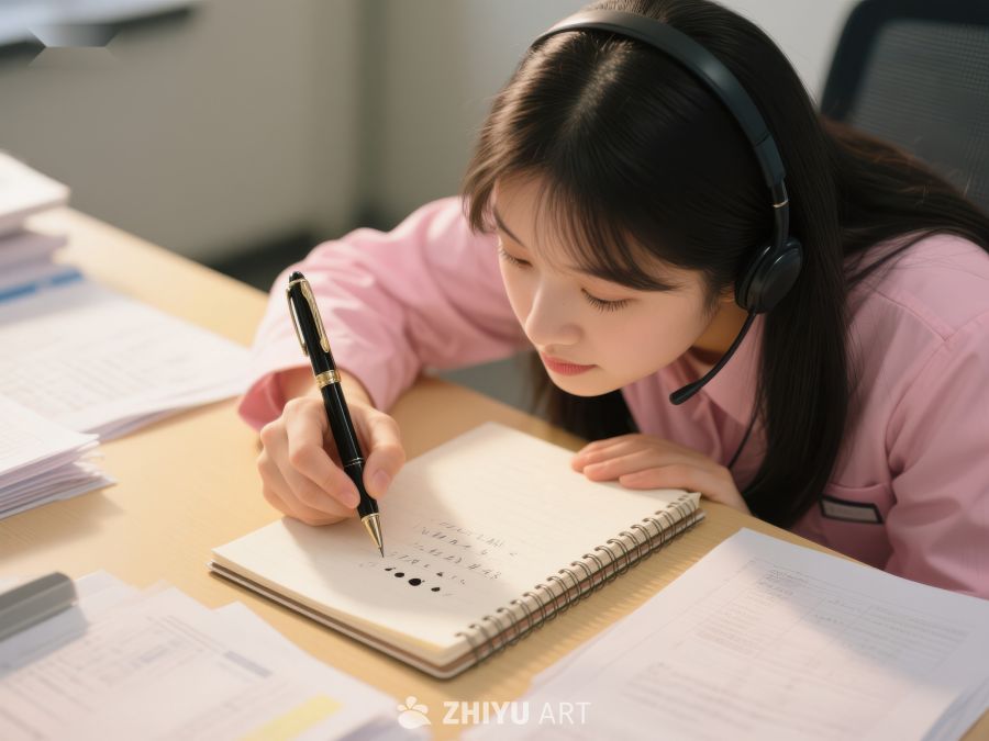 专注学习的女生正在记笔记 479