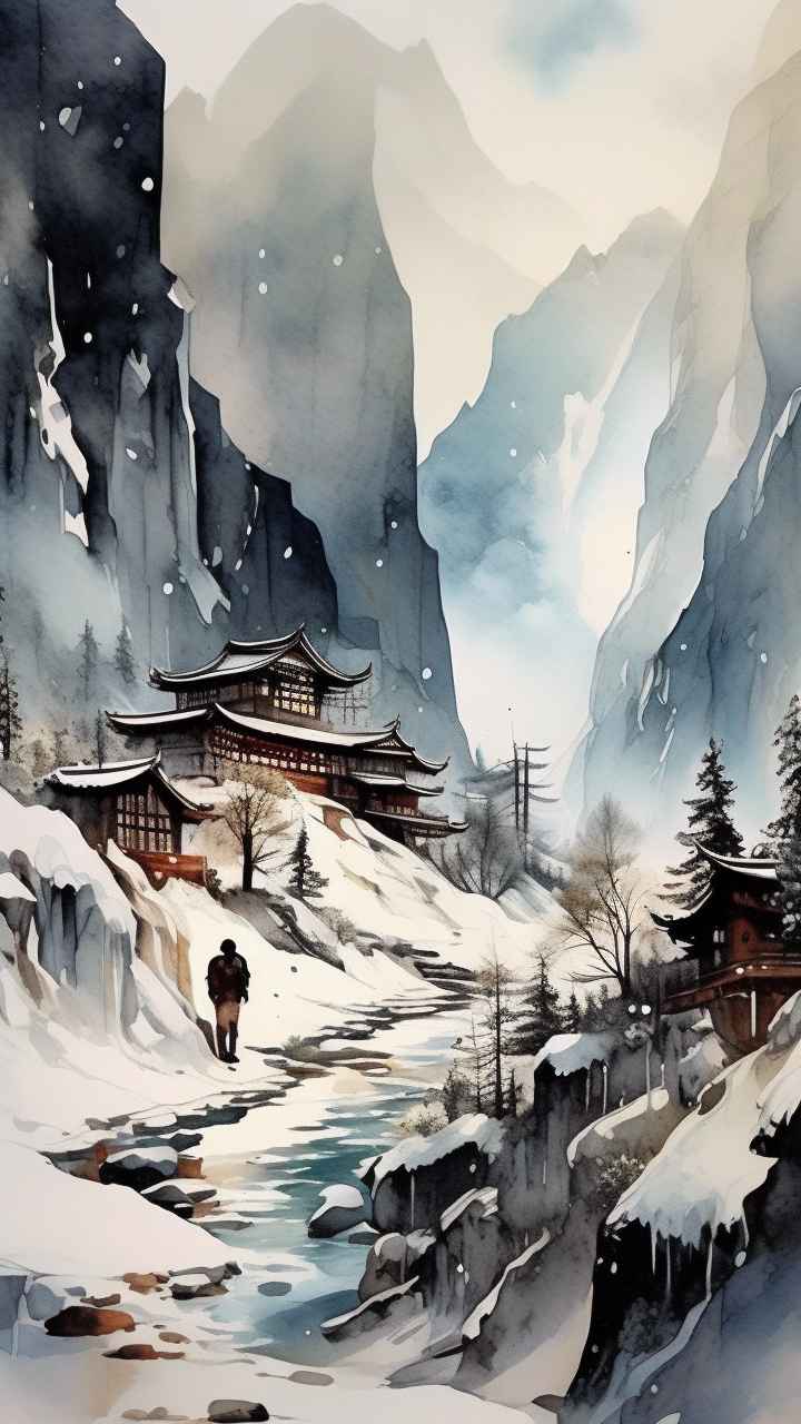 雪山高原冰川插画 10
